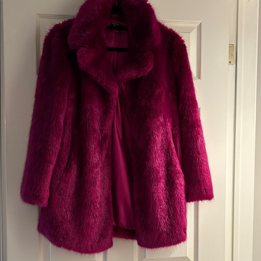 Topshop Vibrant Pink Teddy Jacket